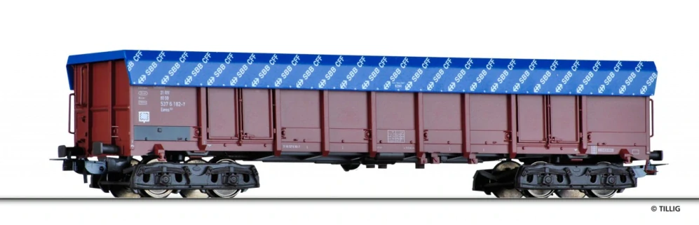 H0 TILLIG 76584 - Nákladní vůz otevřený s plachtou SBB CFF 31 80 537 6 182-7 DB - NOVÝ V KRABIČCE - NEVYBALENÝ orig. zabalený včetně přebalové průhledné folie