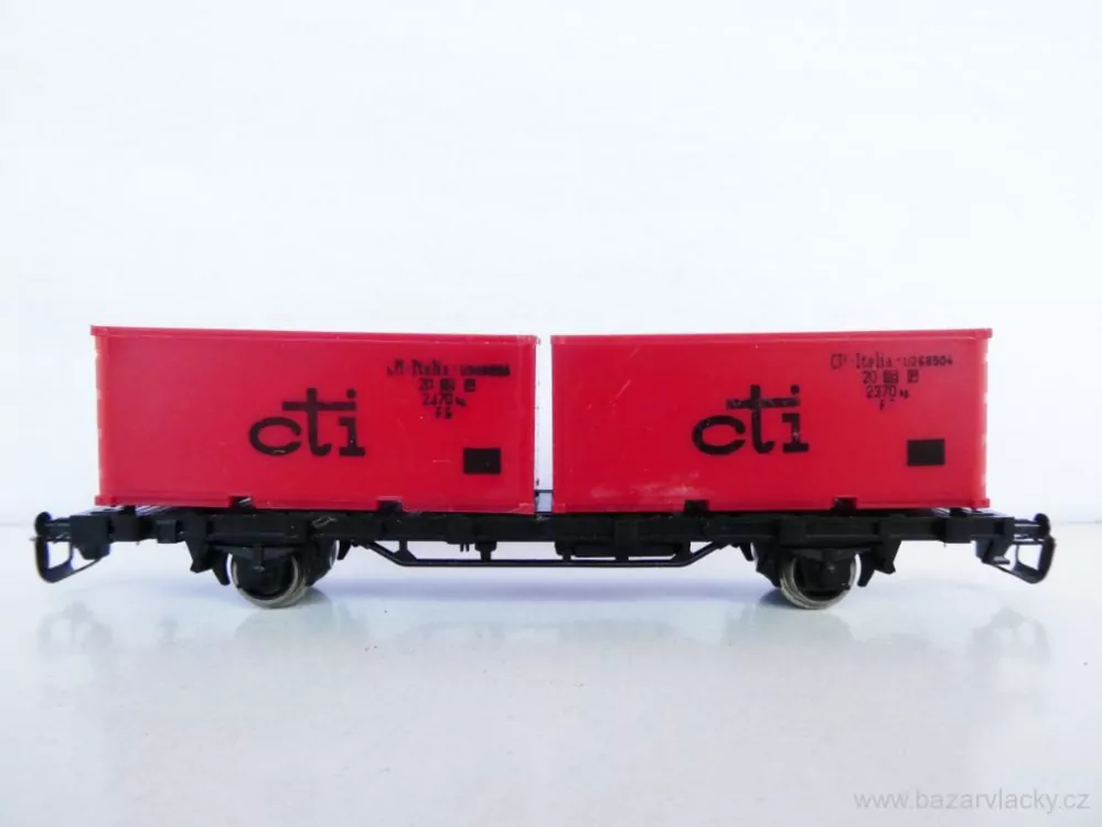 TT BTTB Plošinový vůz s kontejnery cti Italia PĚKNÝ STAV V KRABIČCE