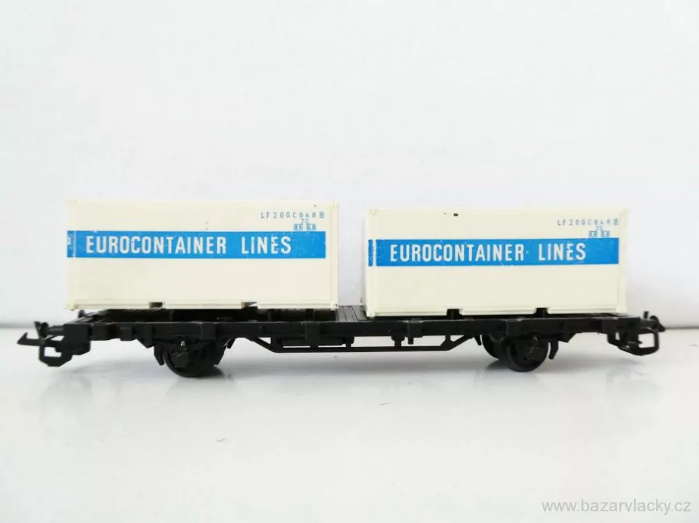 TT ZEUKE Plošinový vůz s kontejnery EUROCONTAINER LINES PĚKNÝ STAV