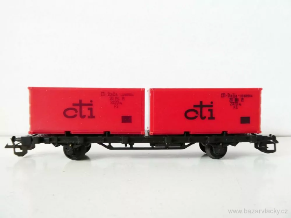 TT ZEUKE Plošinový vůz s kontejnery cti Italia TOP STAV NEPOUŽITÝ v krabičce