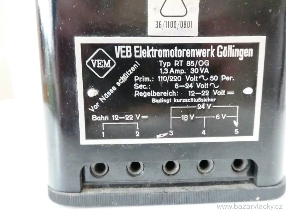 VEM Regulační transformátor (trafo) ZEUKE - VEB Elektromotorenwerk Göllingen 