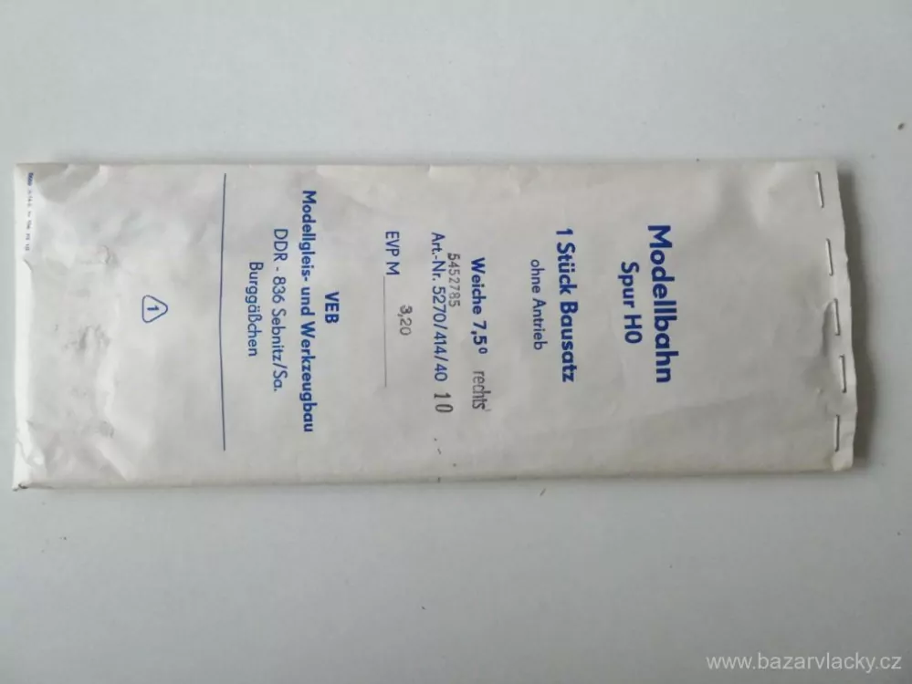 H0 Výhybka pravá 7,5° - stavebnice (VEB Modellgleis- und Werkzeugbau) NOVÁ NEPOUŽITÁ