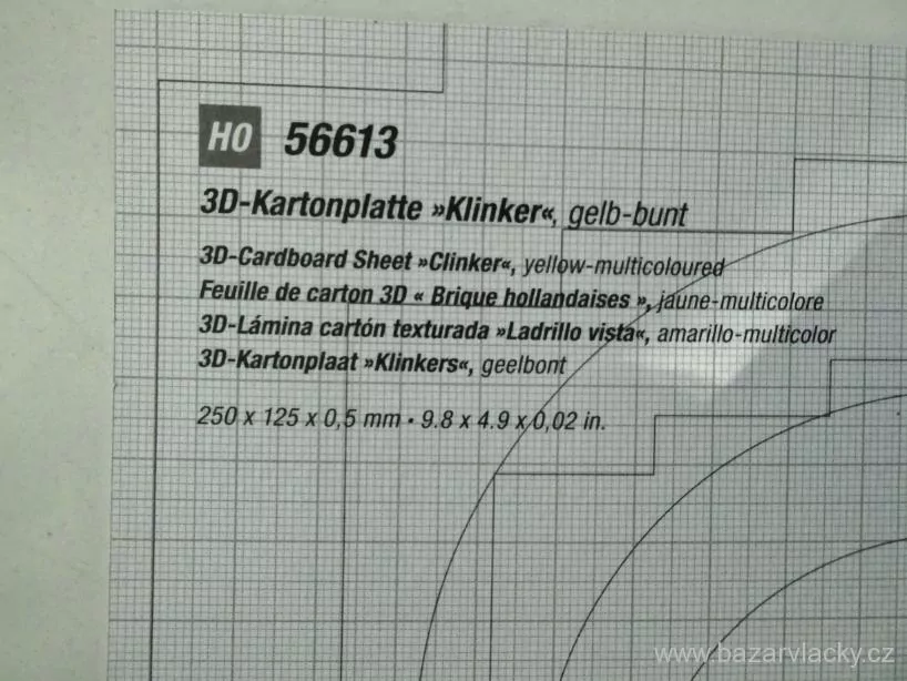 H0 NOCH 56613 Karton - zdivo - Cihla žlutá 25 x 12,5 cm NOVÉ NEPOUŽITÉ