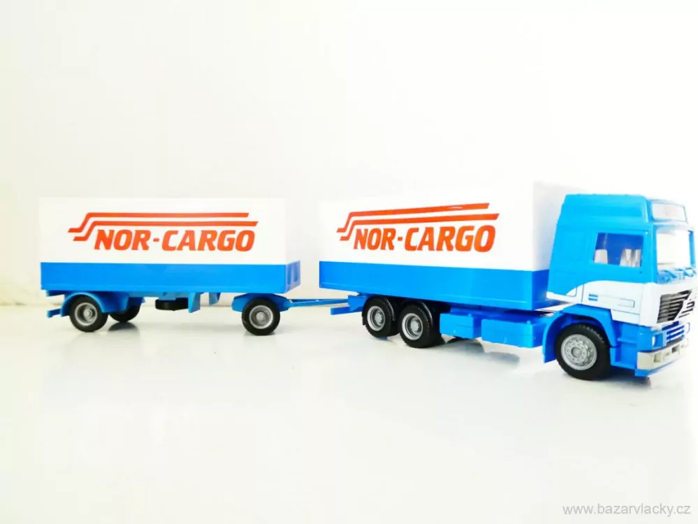 H0 HERPA Nákladní automobil s návěsem NOR-CARGO TOP STAV NEPOUŽITÝ