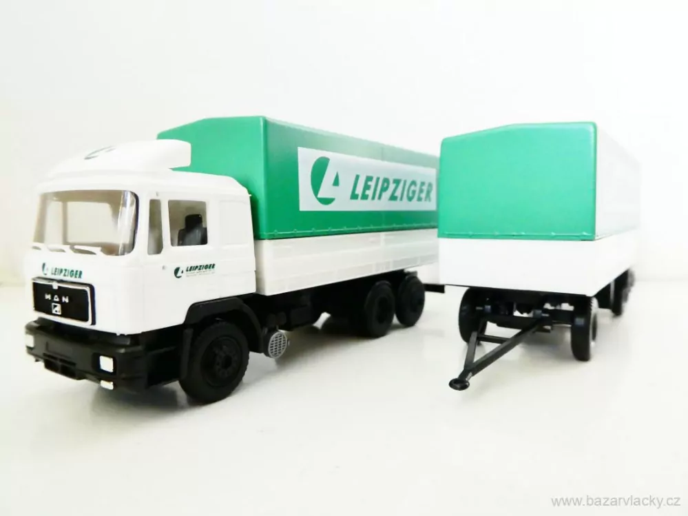H0 Herpa Nákladní automobil MAN valník plachta s přívěsem TOP STAV NEPOUŽITÝ
