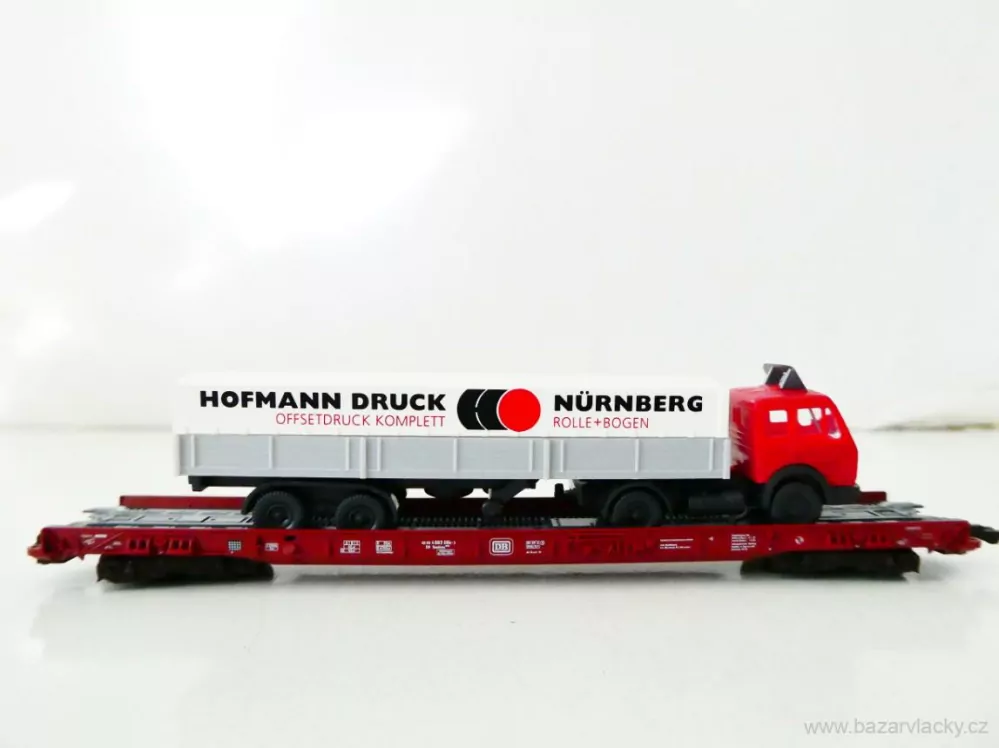 N FLEISCHMANN 8278 Nákladní vůz 8-osý na přepravu automobilů82 80 498 3 064-3 DB s nákladním automobilem s návěsem HOFMANN DRUCK NÜRNBERG (WIKING) TOP STAV NEPOUŽITÝ v krabičce