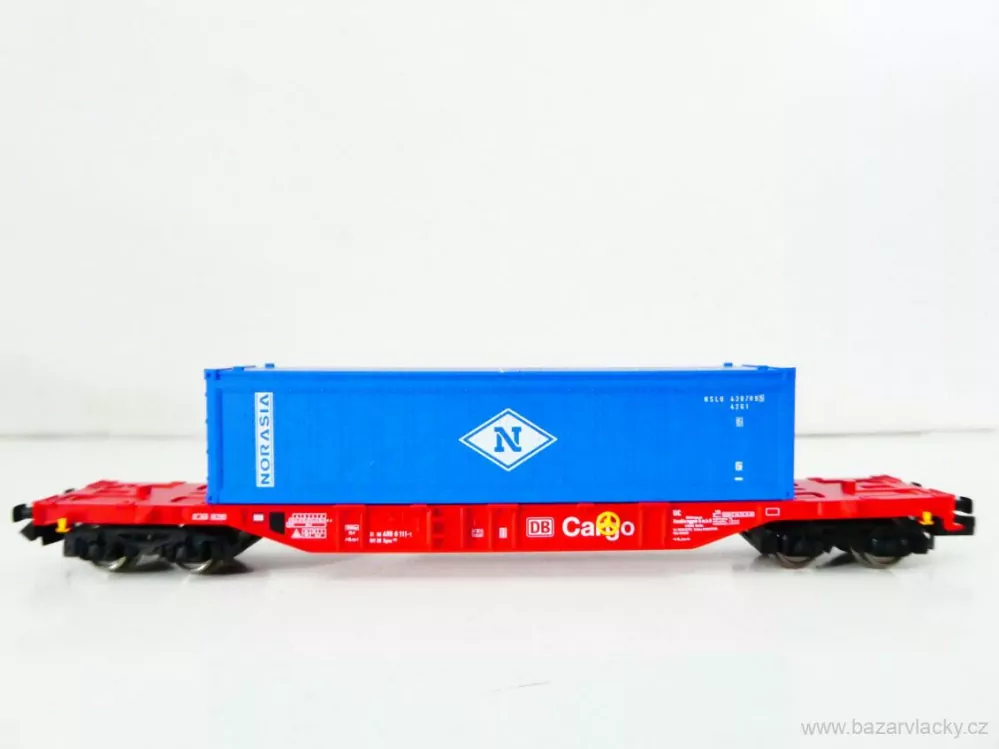 N FLEISCHMANN 8249 K Plošinový kontejnerový vůz Cargo 31 80 455 6 111-1 s kontejnerem NORASIA DB AG TOP STAV NEPOUŽITÝ v krabičce