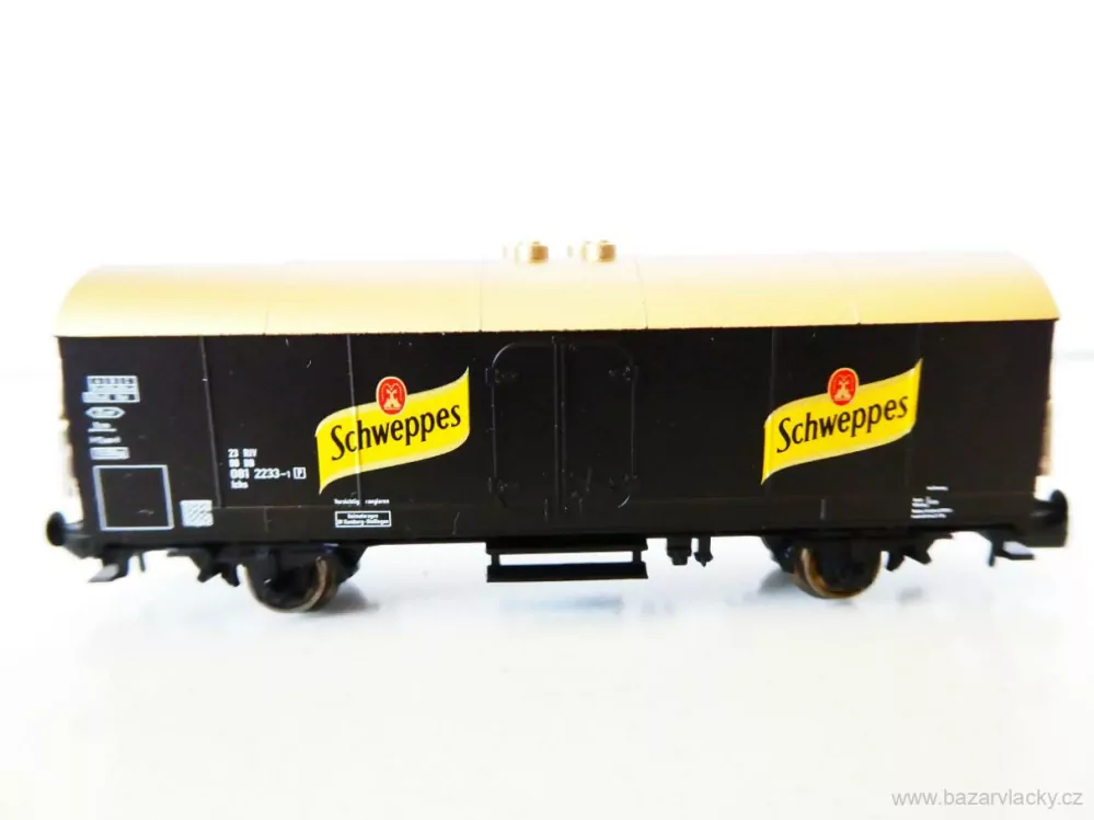 N FLEISCHMANN 8343 K Chladírenský vůz Schweppes 23 80 081 2233-1 [P] DB se zlatou střechou TOP STAV NEPOUŽITÝ v krabičce 