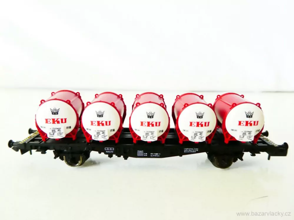 N FLEISCHMANN 8230 K Nákladní kontejnerový vůz s 5ti kontejnery EKU 21 80 411 7 882-1 DB TOP STAV NEPOUŽITÝ