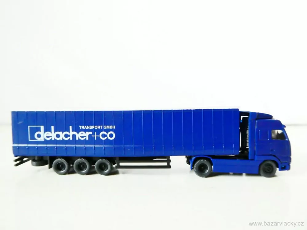 N ROCO 1880 Nákladní automobil VOLVO FH12 s plachtovým návěsem delacher+co TOP STAV NEPOUŽITÝ v krabičce