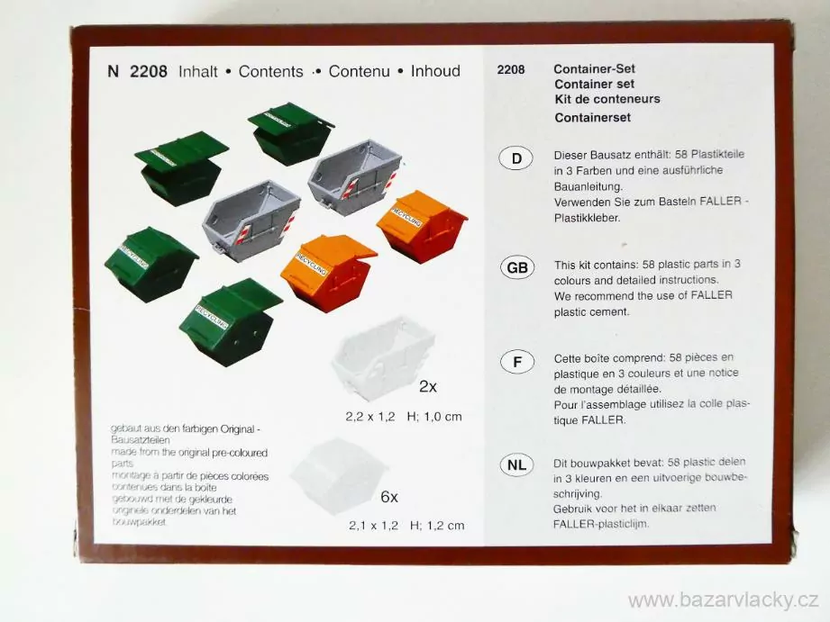 N FALLER 2208 Stavebnice - SET kontejnerů NOVÁ NEPOUŽITÁ