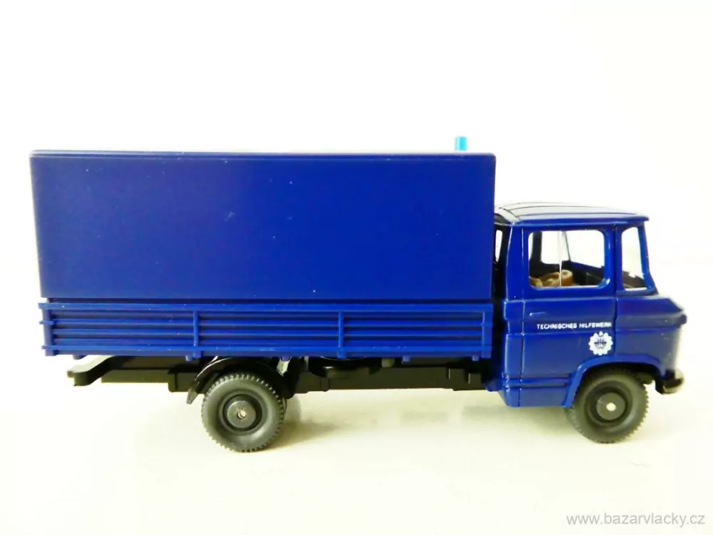 H0 Wiking 69518 Nákladní vůz Mercedes Benz L 408 valník plachta THW NOVÉ V KRABIČCE