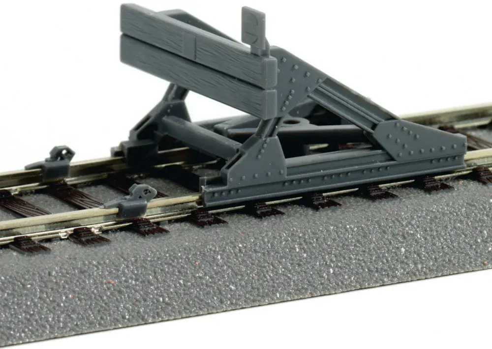 H0 ROCO 42608 H0 - kolejové zarážedlo šedé, plastové + brzdové čelisti NOVÉ NEPOUŽITÉ ORIG. ZABALENÉ