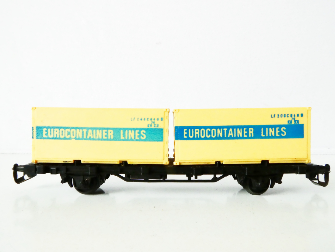 TT BTTB Plošinový vůz s kontejnery EUROCONTAINER LINES PĚKNÝ STAV v krabičce