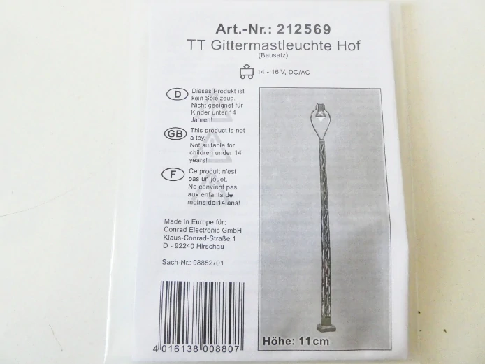TT CONRAD Příhradová lampa 11 cm - stavebnice 212569 vč. žárovky NOVÉ orig. zabalené