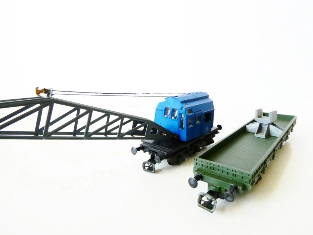 TT LORENZ (P.L.Modell) 35001 SET Jeřábový vůz s KRUP ARDELT 6,5 t a nízkostěnný vůz DB s přísl. TOP STAV NEPOUŽITÉ v orig. krabičce