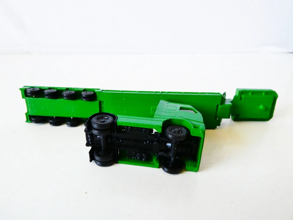 H0 TAM Automodelle Nákladní automobil - zelený tahač s majáky a plošinový návěs TOP STAV NEPOUŽITÉ V KRABIČKÁCH NOVÉ