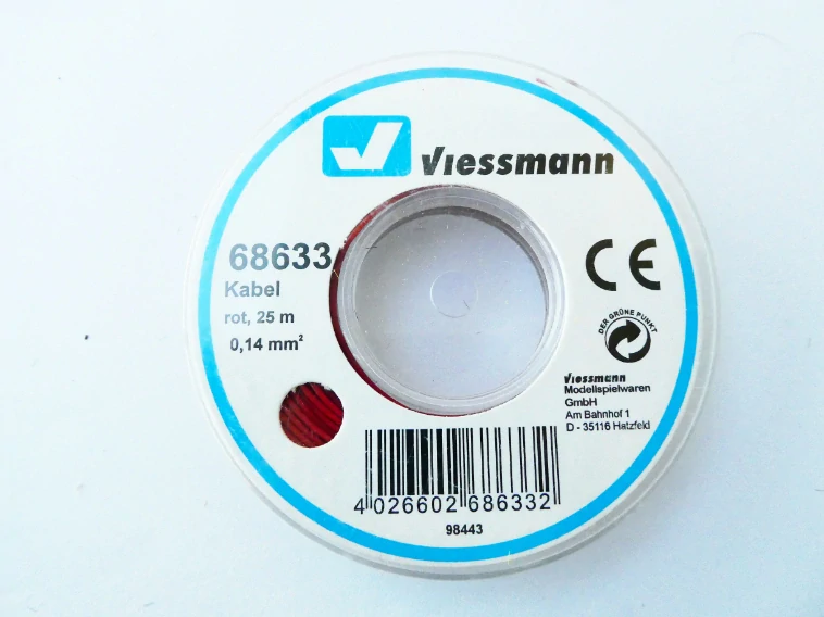 Viessmann 68633 Kabel na cívce červený 0,14 mm2