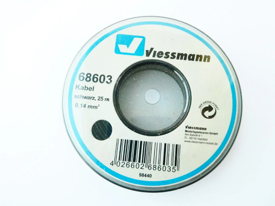 Viessmann 68603 Kabel na cívce černý 0,14 mm2