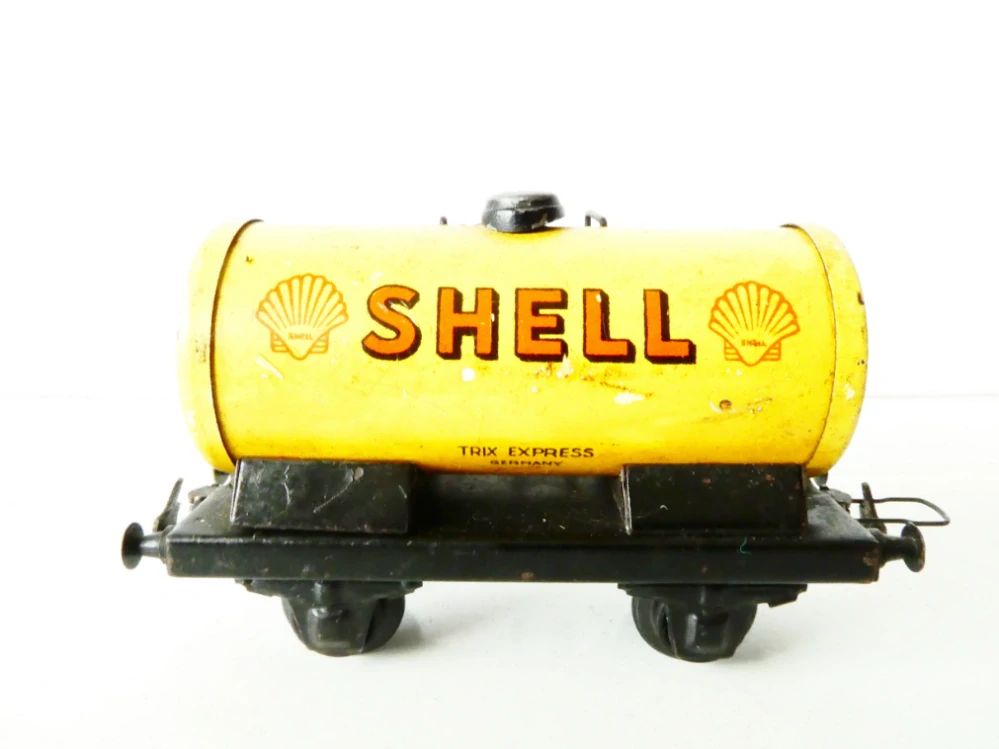 H0 TRIX EXPRESS GERMANY Cisternový vůz SHELL 2068/SH. KOVOVÝ VŮZ ANTIK