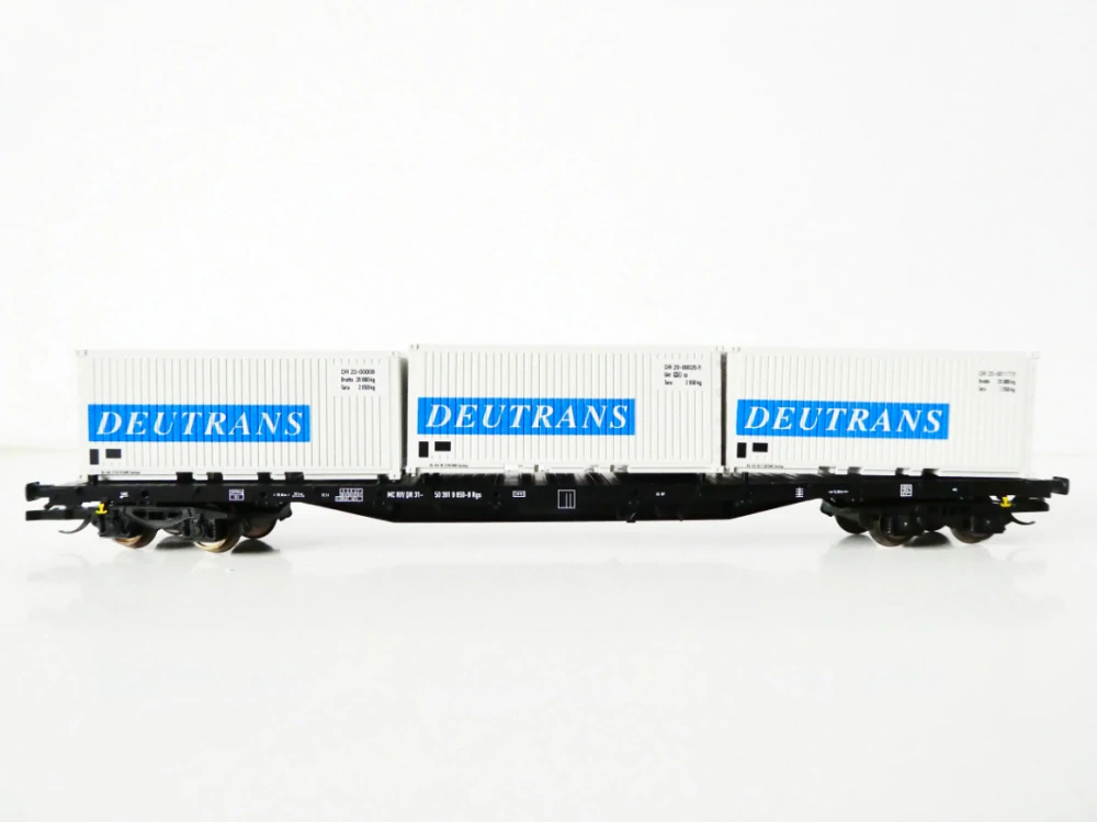 TT TILLIG 15523 Plošinový vůz se třemi kontejnery DEUTRANS 31 50 391 9 650 - 8 TOP STAV nepoužitý v orig. krabičce včetně doplňků