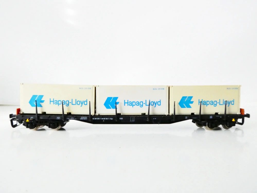 TT TILLIG Plošinový vůz s klanicemi se třemi kontejnery Hapag-Lloyd 31 50 391 9647 - 4 TOP PĚKNÝ STAV