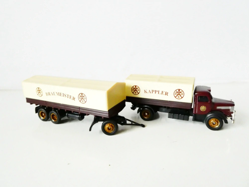 H0 Grell Nákladní automobil valník plachta KAPPLER s přívěsem PĚKNÝ STAV
