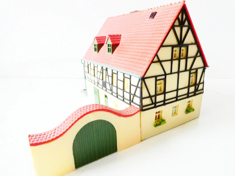 TT/H0 VERO Hrázděné vesnické stavení s bránou PĚKNÝ STAV