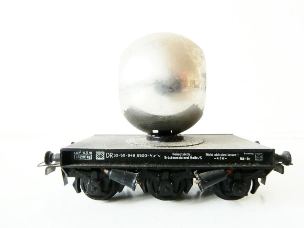 H0 Dietzel?  Plošinový vůz 30-50-949 6500-4 DR s nákladem kovová skruž PĚKNÝ STAV