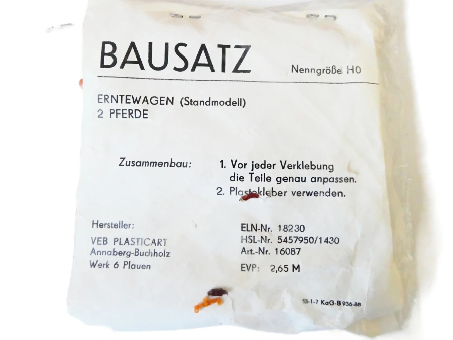 H0 VEB PLASTICART STAVEBNICE Koňský povoz NOVÁ KOMPLETNÍ STAVEBNICE