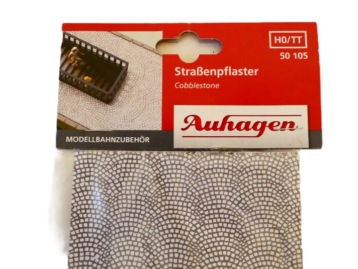 H0/TT AUHAGEN 50105 - 5 ks Karton silnice - Dlažební kostky / 49 x 10cm NOVÉ orig. ZABALENÉ 