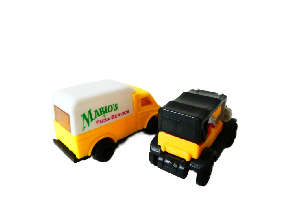 H0 Ferrero SET 2 ks Osobní automobil veterán a Dodávka MARIO´S PIZZA-SERVICE PĚKNÝ STAV