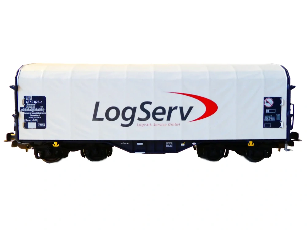 H0 PIKO 54393 Nákladní vůz s posuvnou plachtou Shimmns DB AG „LogServ“ NOVÝ NEPOUŽITÝ v originální krabičce