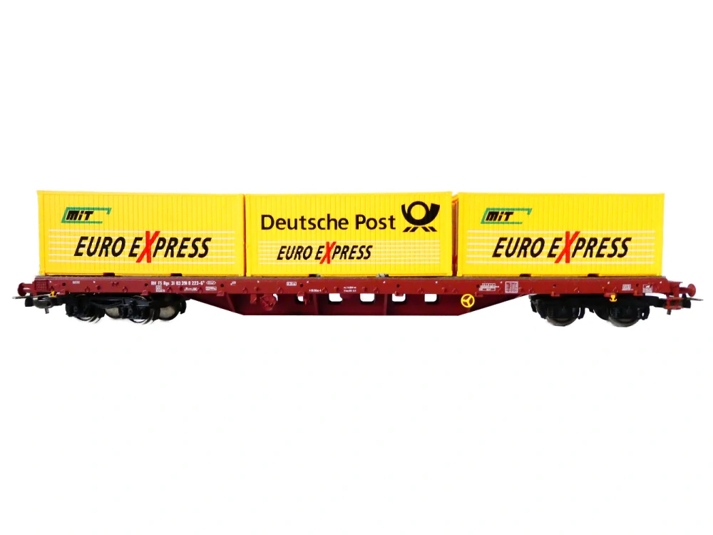 H0 PIKO 95520 Kontejnerový vůz Rgs „Deutsche Post / Euro Express“ FS NOVÝ NEPOUŽITÝ v originální krabičce