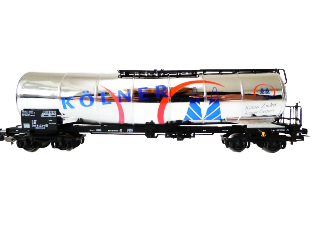 H0 PIKO 72009 Cisternový vůz „Kölner Zucker“ chromově stříbrný DB NOVÝ NEPOUŽITÝ v originální krabičce