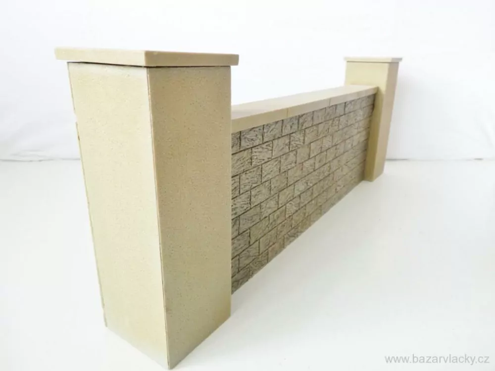 H0 Kamenná zeď se sloupy 31,5 x 4 x 11,5 cm