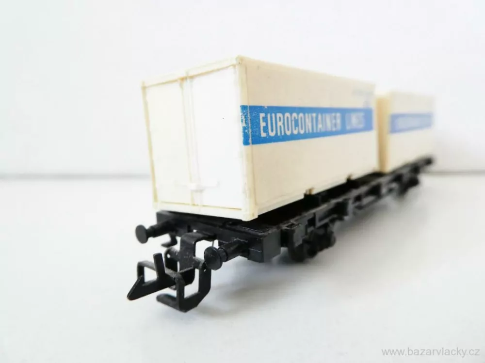 TT ZEUKE Plošinový vůz s kontejnery EUROCONTAINER LINES PĚKNÝ STAV