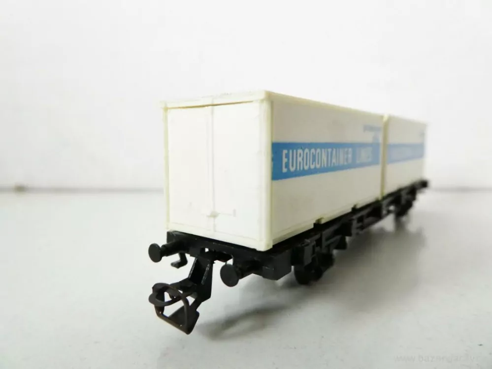 TT BTTB Plošinový vůz s kontejnery EUROCONTAINER LINES TOP STAV NEPOUŽITÝ V KRABIČCE