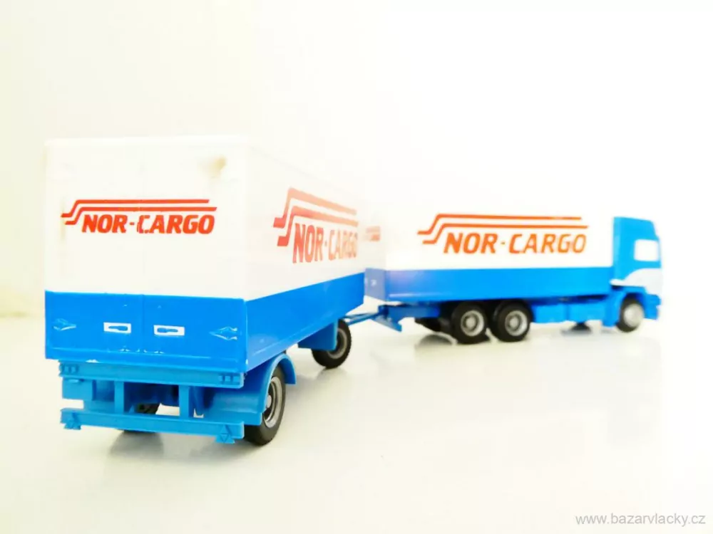 H0 HERPA Nákladní automobil s návěsem NOR-CARGO TOP STAV NEPOUŽITÝ