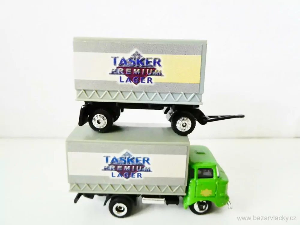 H0 GRELL Nákladní automobil IFA s přívěsem TASKER PREMIUM LAGER TOP STAV 