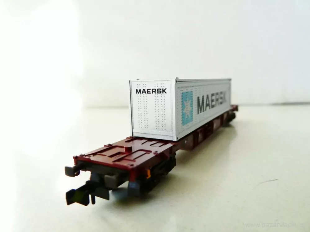 N FLEISCHMANN 8245 K Plošinový vůz 31 80 455 6 002-2 s kontejnerem MAERSK DB TOP STAV NEPOUŽITÝ v krabičce