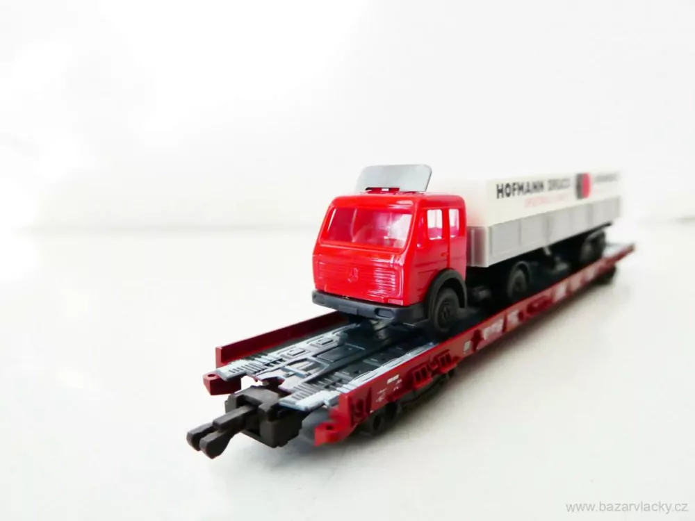 N FLEISCHMANN 8278 Nákladní vůz 8-osý na přepravu automobilů82 80 498 3 064-3 DB s nákladním automobilem s návěsem HOFMANN DRUCK NÜRNBERG (WIKING) TOP STAV NEPOUŽITÝ v krabičce