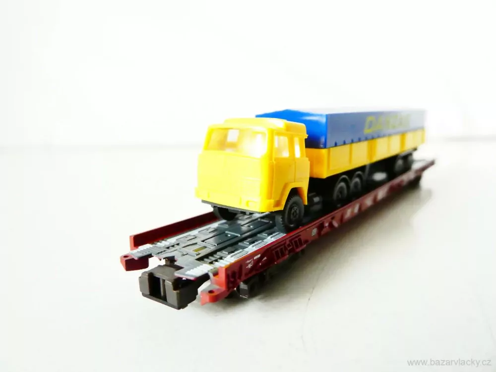 N FLEISCHMANN 8272 Nákladní vůz 83 80 498 3 114-5 DB s nákladním automobilem s návěsem DANZAS (WIKING) TOP STAV NEPOUŽITÝ v krabičce