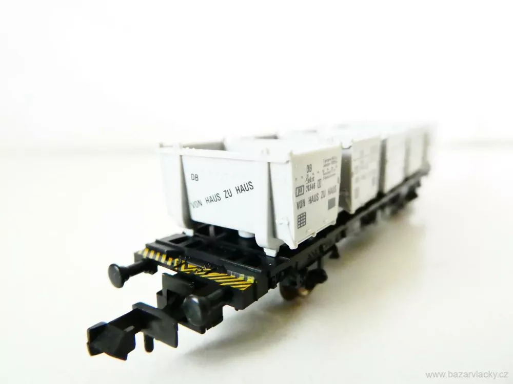 N FLEISCHMANN 8231 K Nákladní kontejnerový vůz s 5ti kontejnery VON HAUS ZU HAUS 21 80 411 7 882-1 DB TOP STAV NEPOUŽITÝ