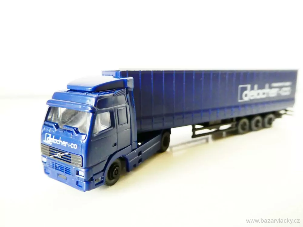 N ROCO 1880 Nákladní automobil VOLVO FH12 s plachtovým návěsem delacher+co TOP STAV NEPOUŽITÝ v krabičce