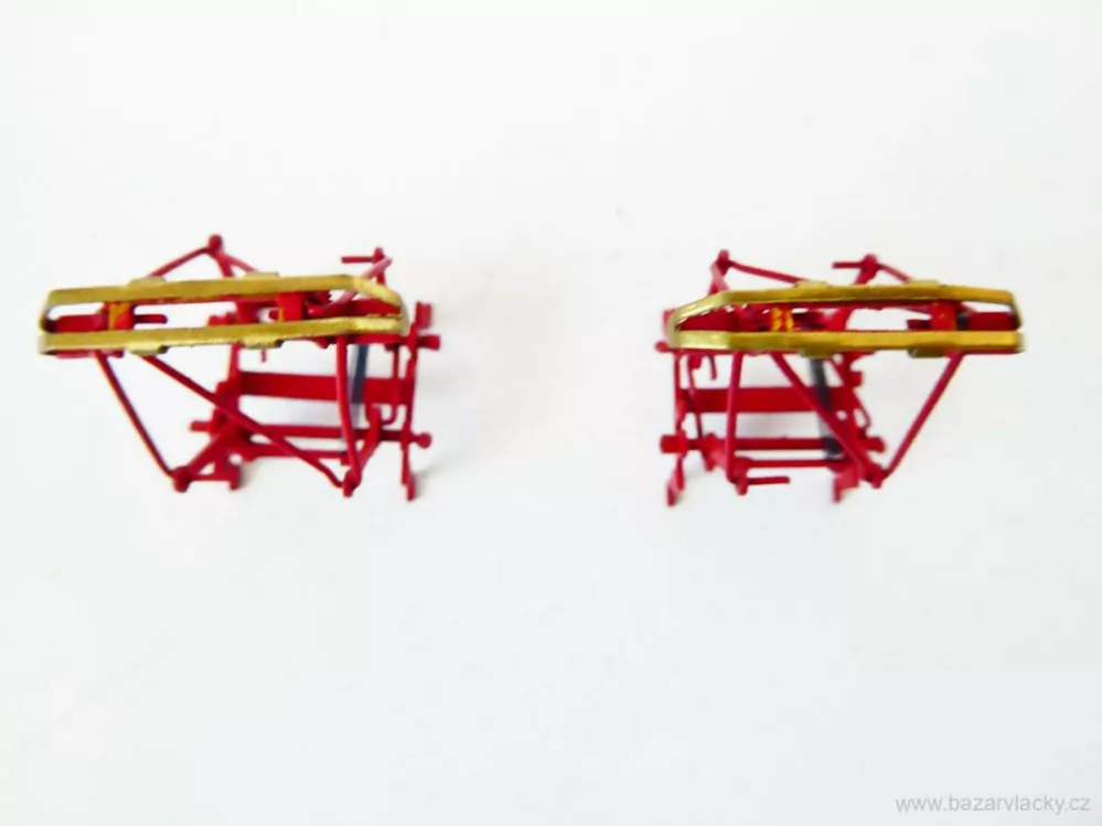 SET 2 ks Náhradní sběrač - pantograf k elektrické lokomotivě červený (2,5 x 1 cm ve složeném stavu)