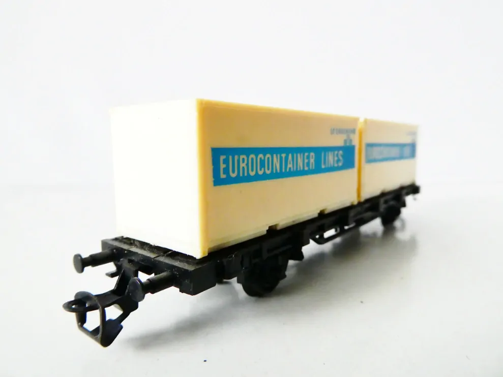 TT BTTB Plošinový vůz s kontejnery EUROCONTAINER LINES PĚKNÝ STAV