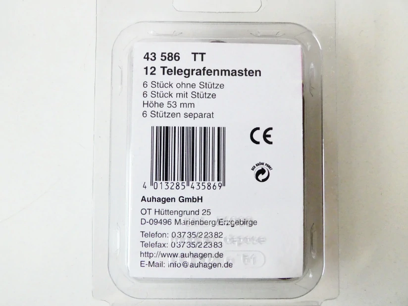 TT AUHAGEN 43 586 - Stavebnice - 12 Telegrafních sloupů (výška 53 mm)