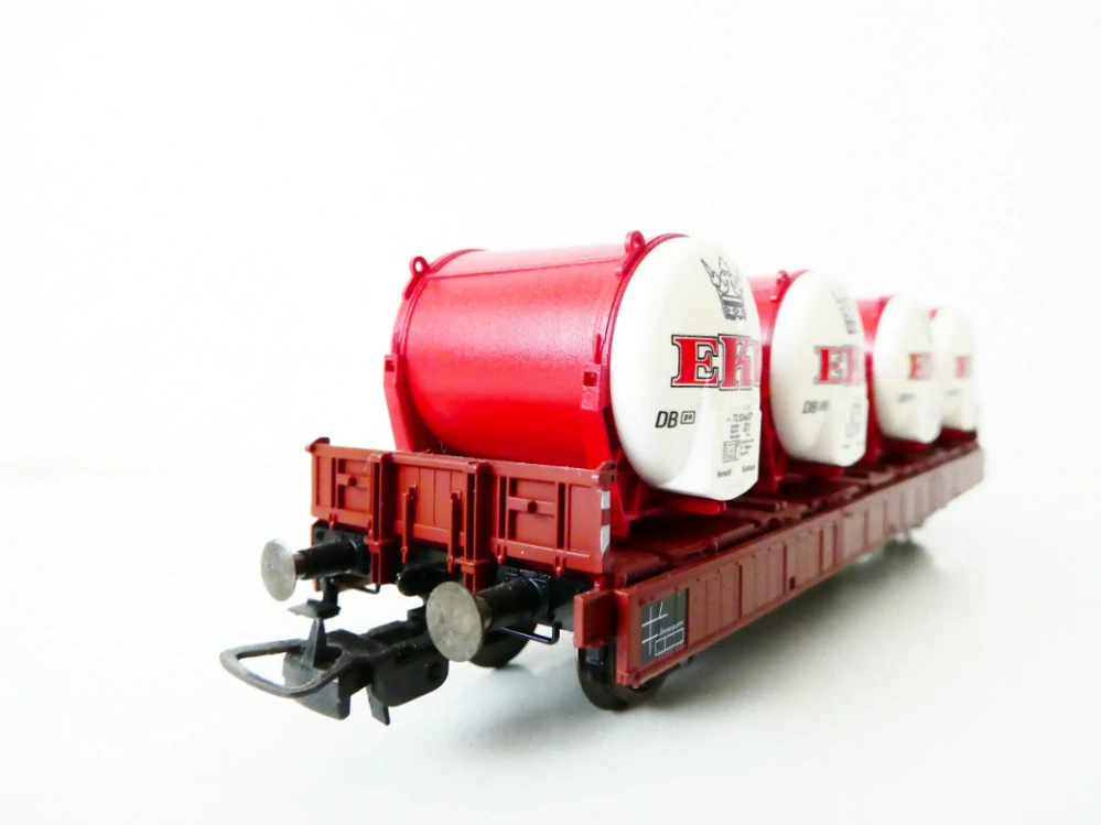 H0 Fleischmann 5231 Plošinový vůz s kontejnery EKU 7253407 DB TOP STAV 