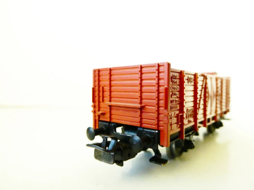 0 TRIX Celokovovýž nákladní vůz otevřený s budkou brzdaře Essen 63 001 Om DB PĚKNÝ STAV ANTIK